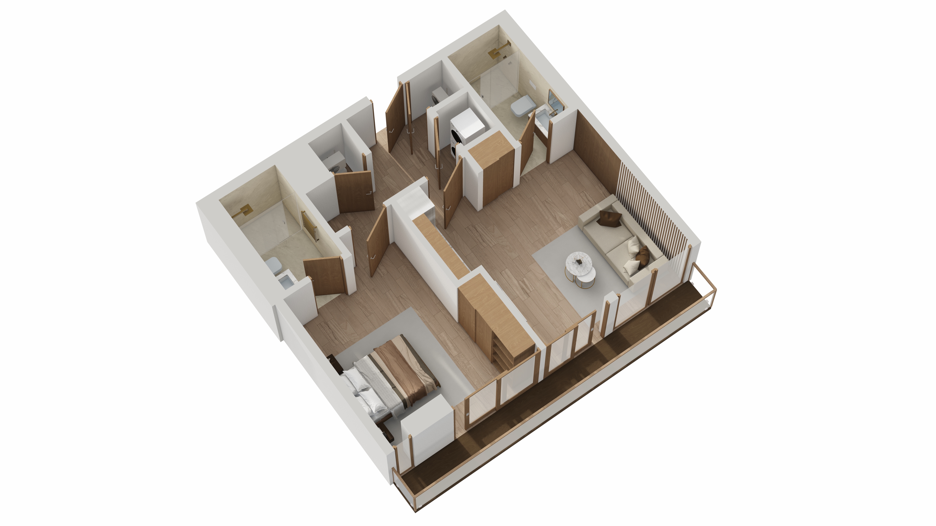 One Bedroom Residences 3D layout